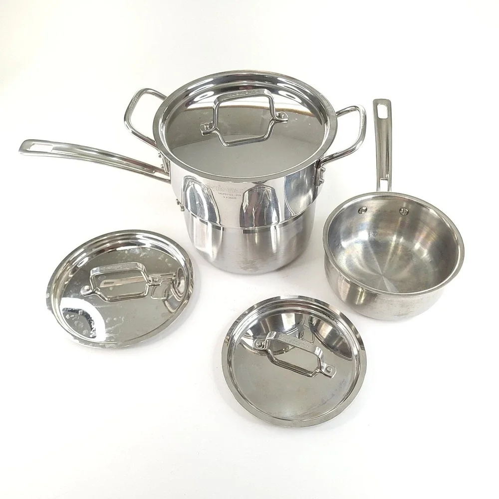 Cuisinart Multiclad Pro 1.5qt and 3 qt Saucepans with Lids and Steamer Insert